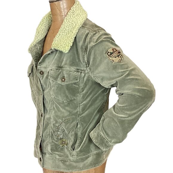 Marrakech Janie 60s Velveteen Embroidered Sage Green Jacket L 202H - Picture 9 of 16